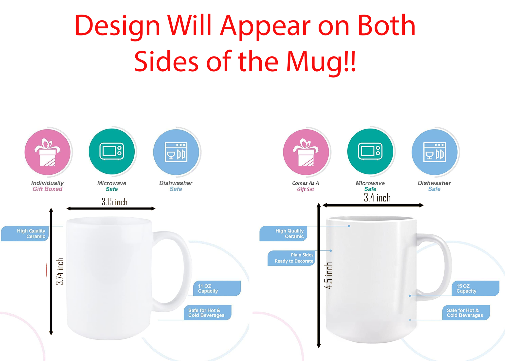 Dental Hygienists Style 48# Mug featuring a two-tone design with a colored handle and glossy finish, available in multiple colors.